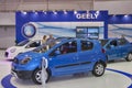 Set of Geely car models on display